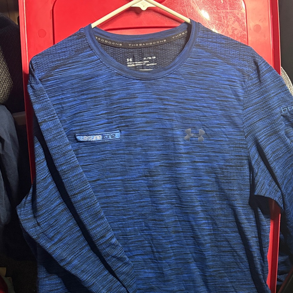 Under Armour Men's Striped Blue Long Sleeve Tee